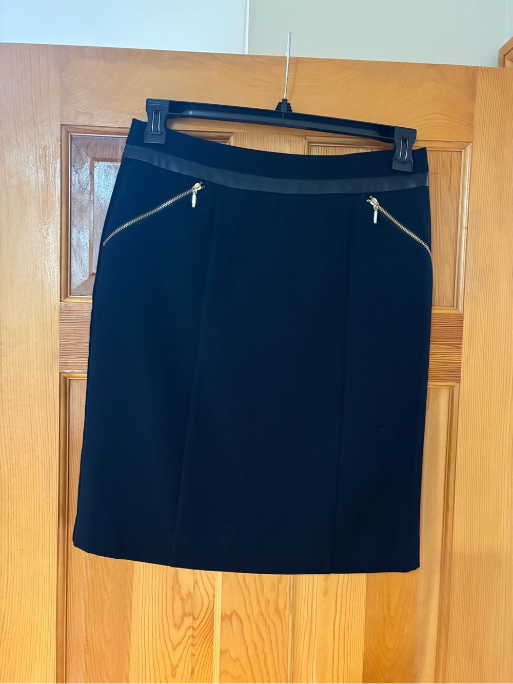 Rafaella Black Pencil Skirt with Gold Zippers